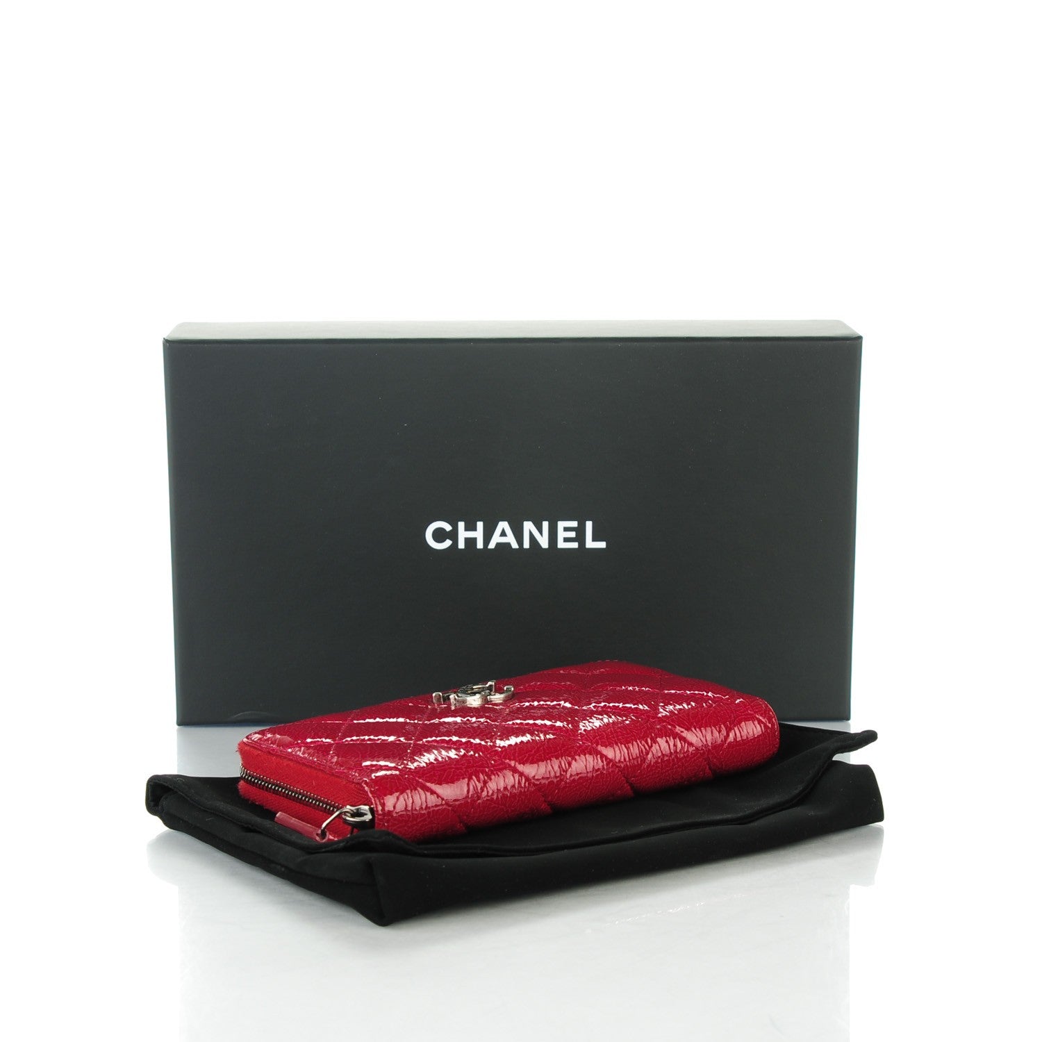 Chanel Patent Calfskin Quilted Zip Around Phone Holder Dark Pink 4 of 8