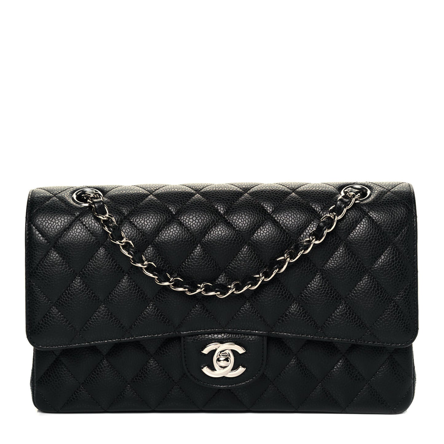Caviar Quilted Medium Double Flap Black