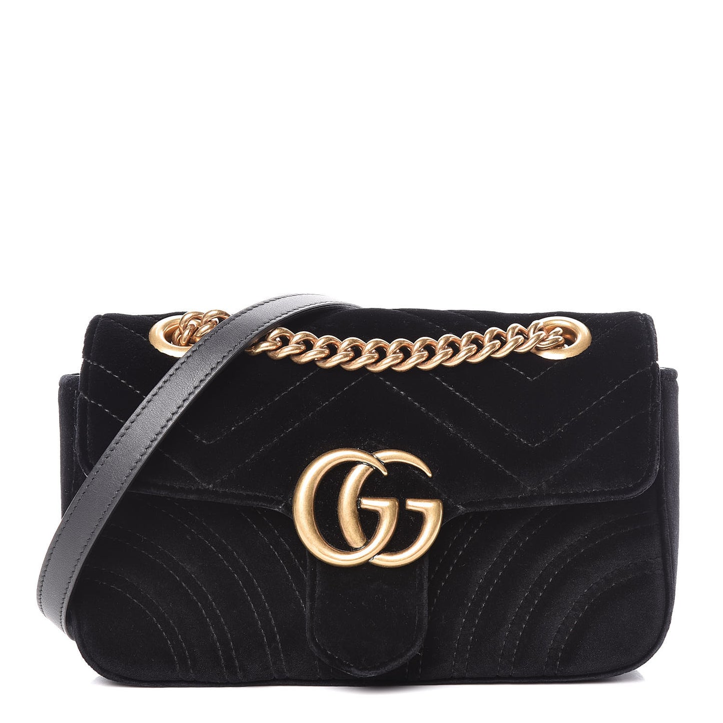Velvet Matelasse Mini GG Marmont Shoulder Bag Black