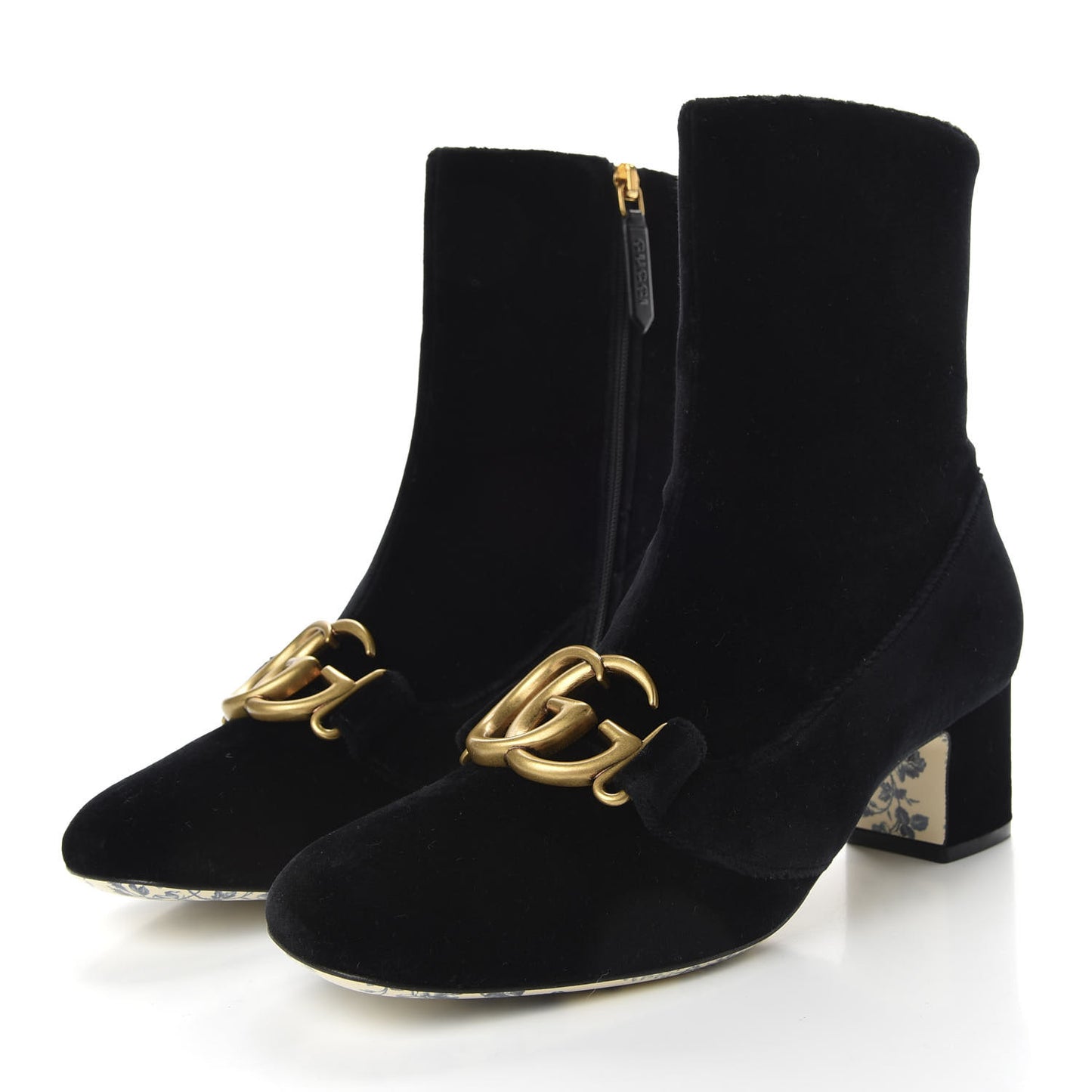 Softy Velvet Malaga Kid GG Victoire 55mm Ankle Boots 37.5 Black