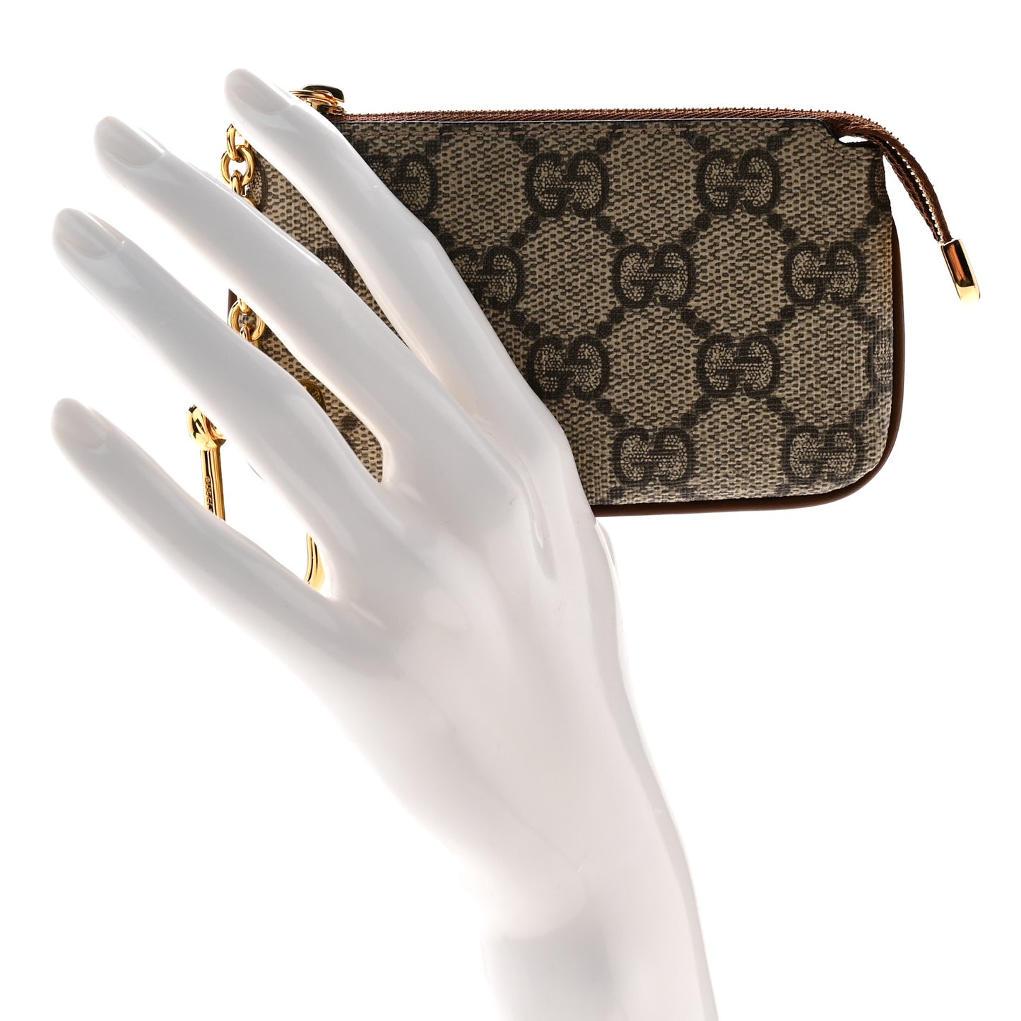 GG Supreme Monogram Key Case Beige Ebony Cuir