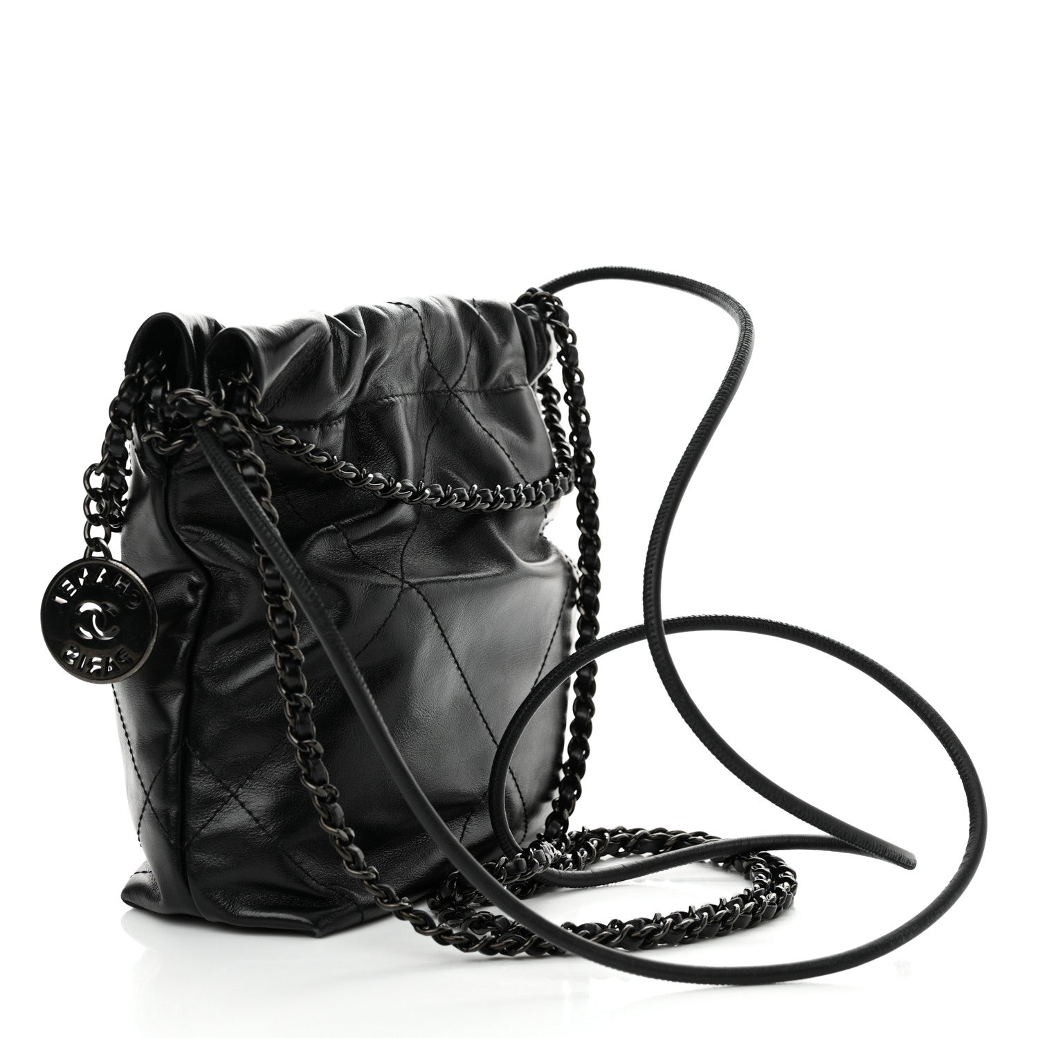 Chanel Shiny Calfskin Quilted Mini Chanel 22 So Black 3 of 11