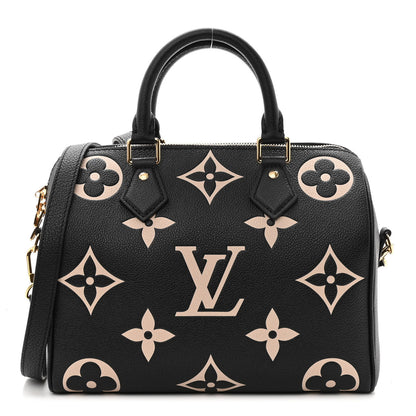 Louis Vuitton Empreinte Monogram Giant Speedy Bandouliere 25 Black Beige 1 of 9