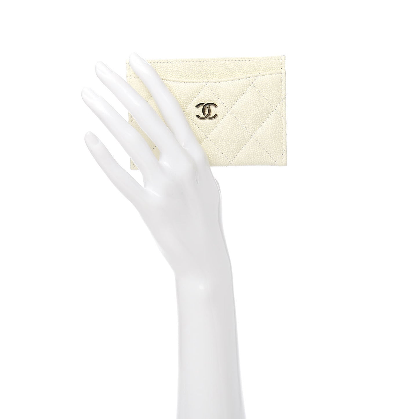 Caviar Quilted Card Holder White
