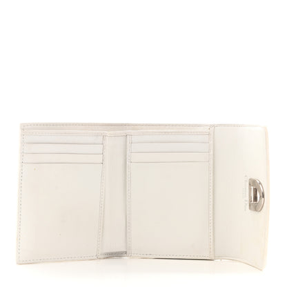 Christian Dior Metallic Goatskin Diorever Tri-Fold Wallet Silver 5 of 9
