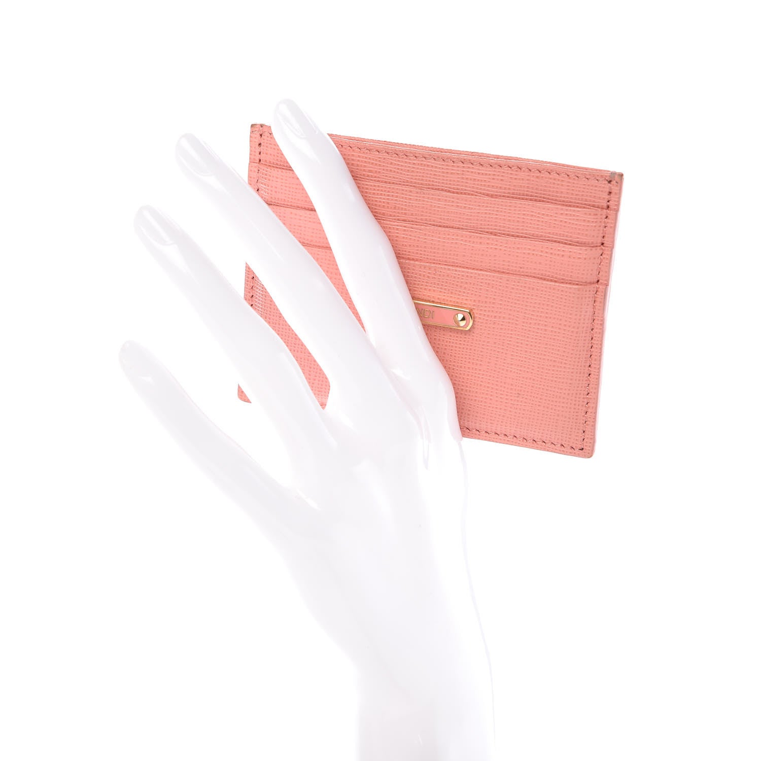 Fendi Vitello Elite Card Holder Pesca 2 of 10