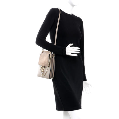 Chloe Calfskin Suede Medium Faye Shoulder Bag Motty Grey 2 of 17
