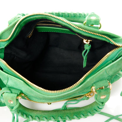 Balenciaga Baby Daim Suede Gold Metallic Edge Hardware Mini City Vert Fluo 7 of 15