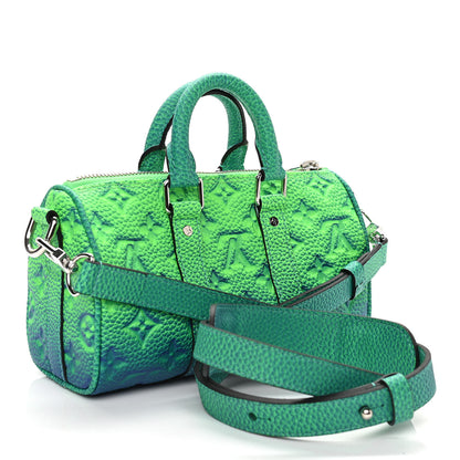 Louis Vuitton Taurillon Illusion Keepall XS Bleu Vert 3 of 11