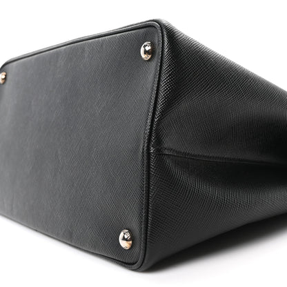 Prada Saffiano Cuir Large Double Bag Black Fuoco 9 of 9