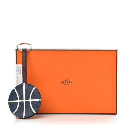 Hermes Evercolor Basketball Key Ring Bleu De Malte White Bordeaux 4 of 4