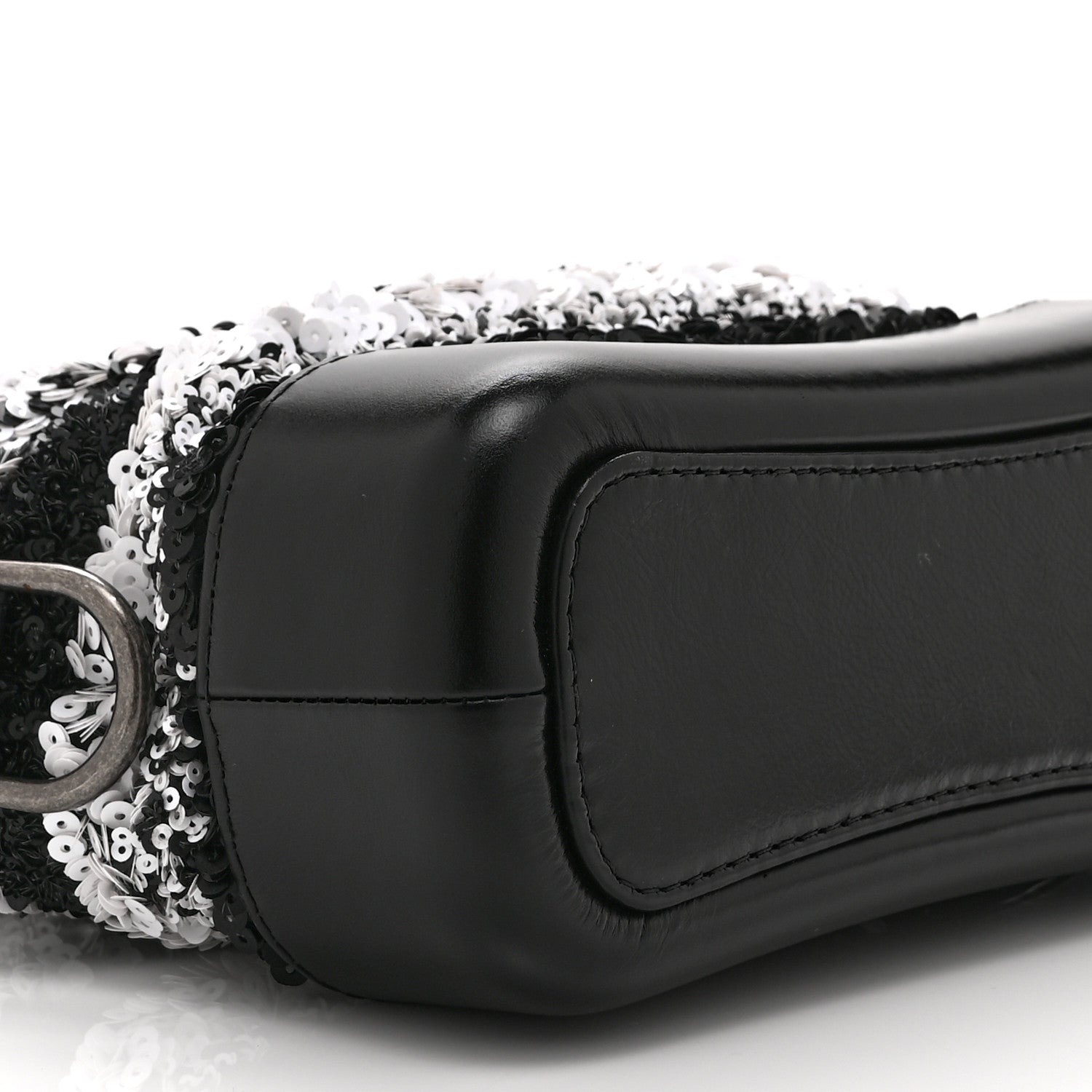 Chanel Sequin Calfskin Small Gabrielle Hobo Black White 9 of 10