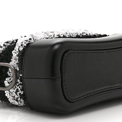 Chanel Sequin Calfskin Small Gabrielle Hobo Black White 9 of 10