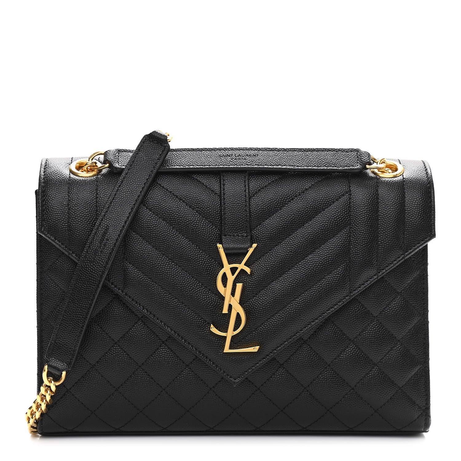 Saint Laurent Grain De Poudre Textured Mixed Matelasse Triquilt Medium Monogram Satchel Black 1 of 11