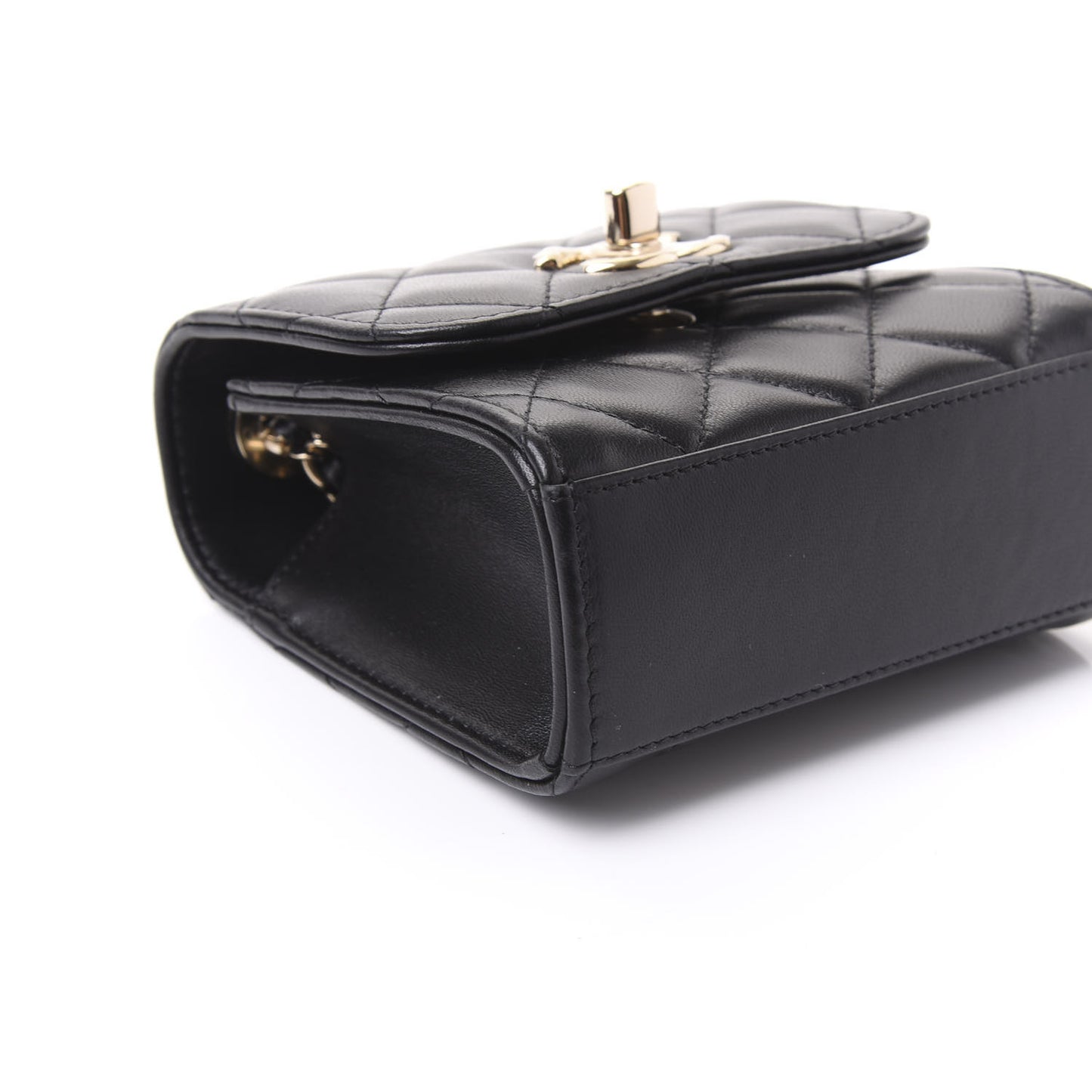Lambskin Quilted Mini Trendy CC Chain Wallet Black