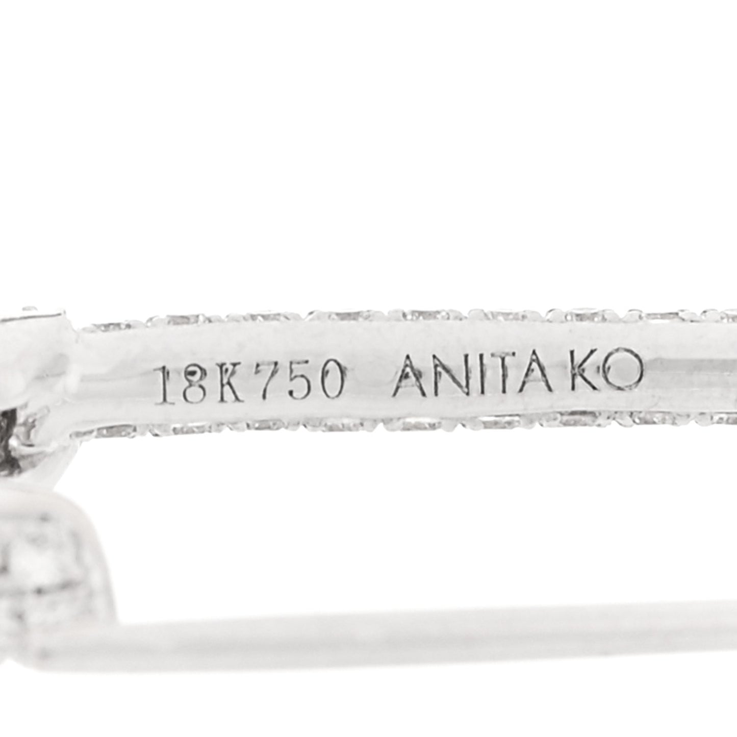 18K White Gold Diamond Safety Pin Earring