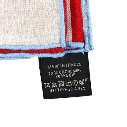 Hermes Silk Cashmere Brides De Gala Applique Pique Shawl 140 Rouge Black Bleu Ciel 4 of 4