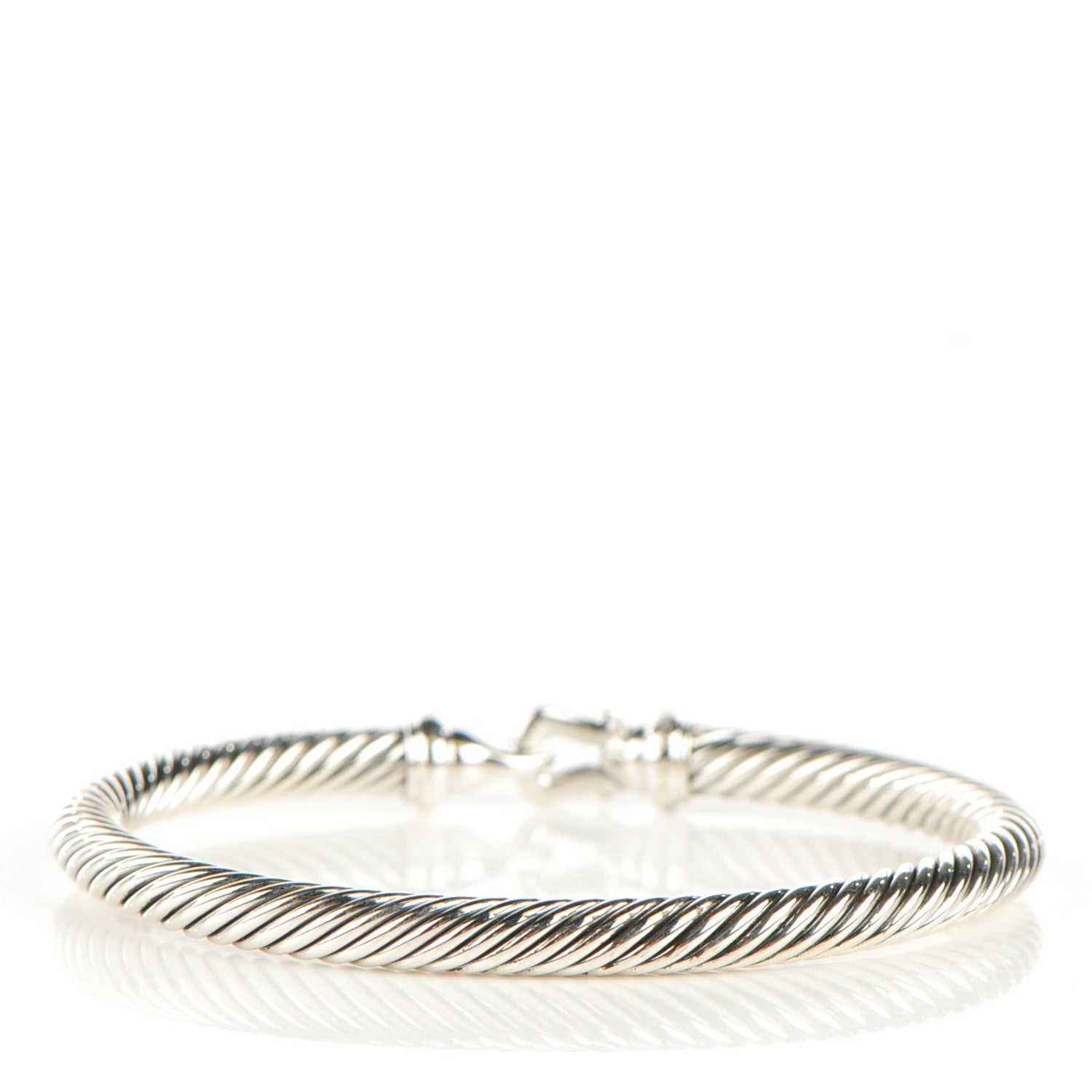 David Yurman Sterling Silver Diamond 5mm Cable Buckle Bracelet 3 of 6