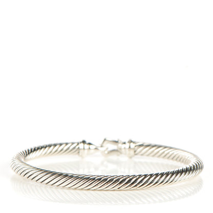 David Yurman Sterling Silver Diamond 5mm Cable Buckle Bracelet 3 of 6