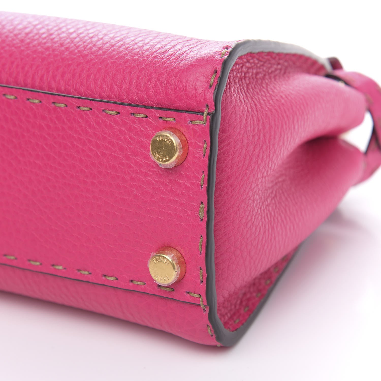 Fendi Cuoio Romano Selleria Mini Peekaboo Iconic Satchel Fuxia 9 of 10