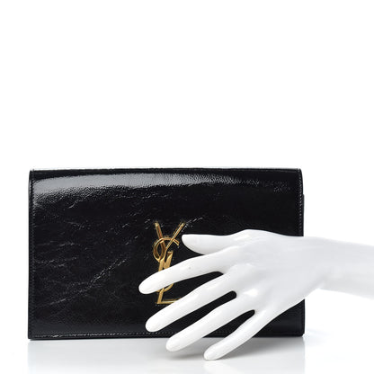 Saint Laurent Textured Patent Classic Kate Monogram Clutch Black 2 of 6