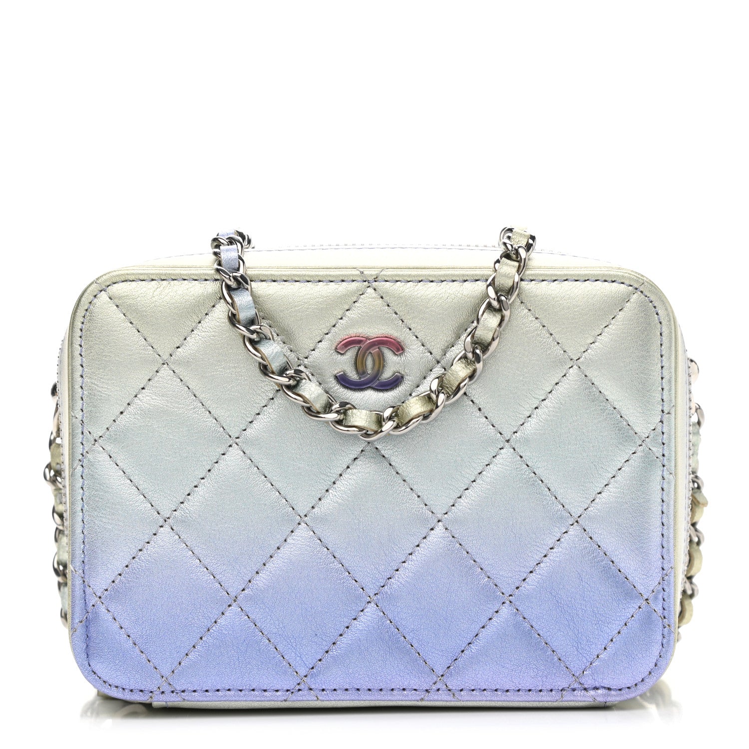 Chanel Metallic Gradient Calfskin Quilted Camera Case Blue Yellow Purple 1 of 11