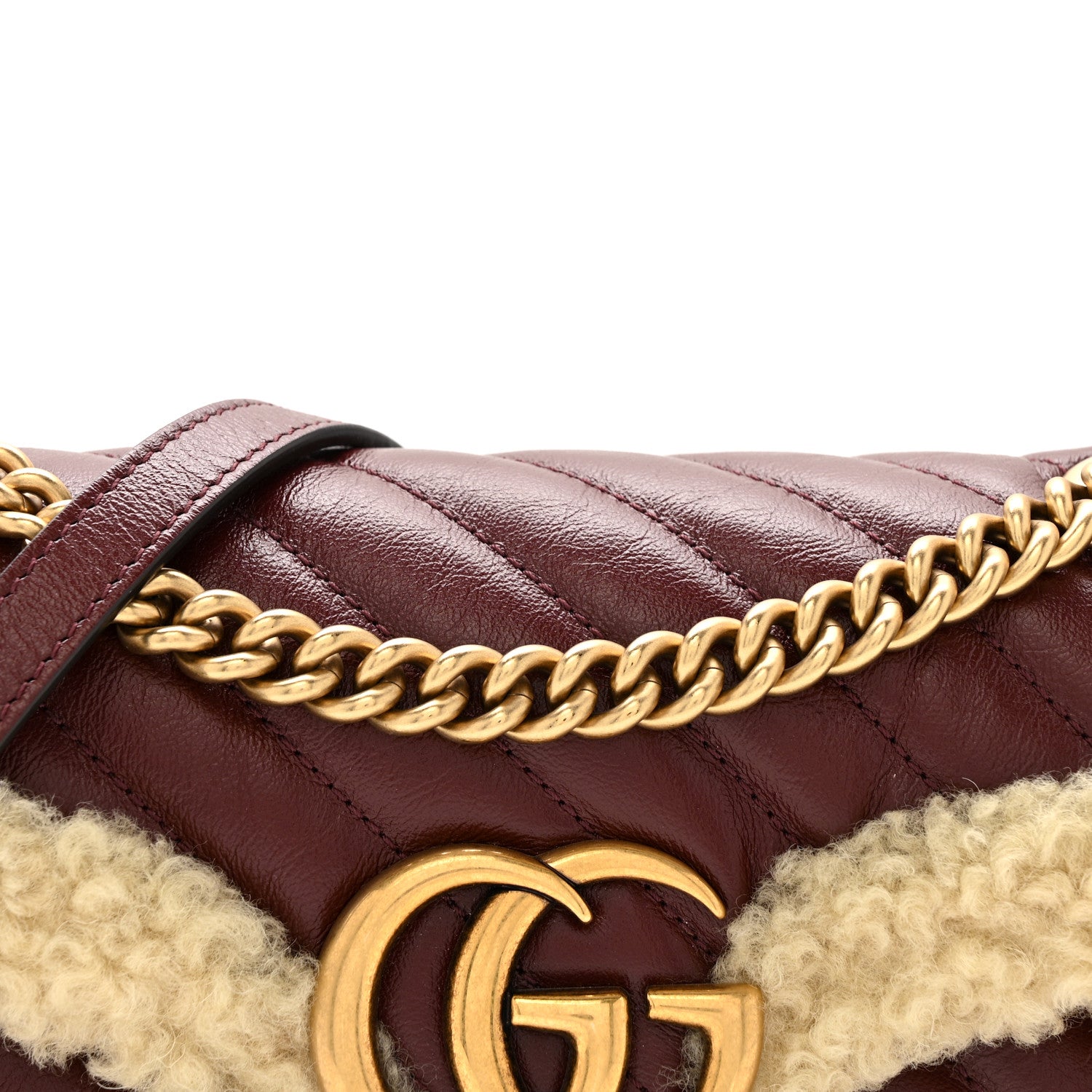 Gucci Azalea Calfskin Wool Matelasse Diagonal Small GG Marmont Shoulder Bag Sand Desert 8 of 11