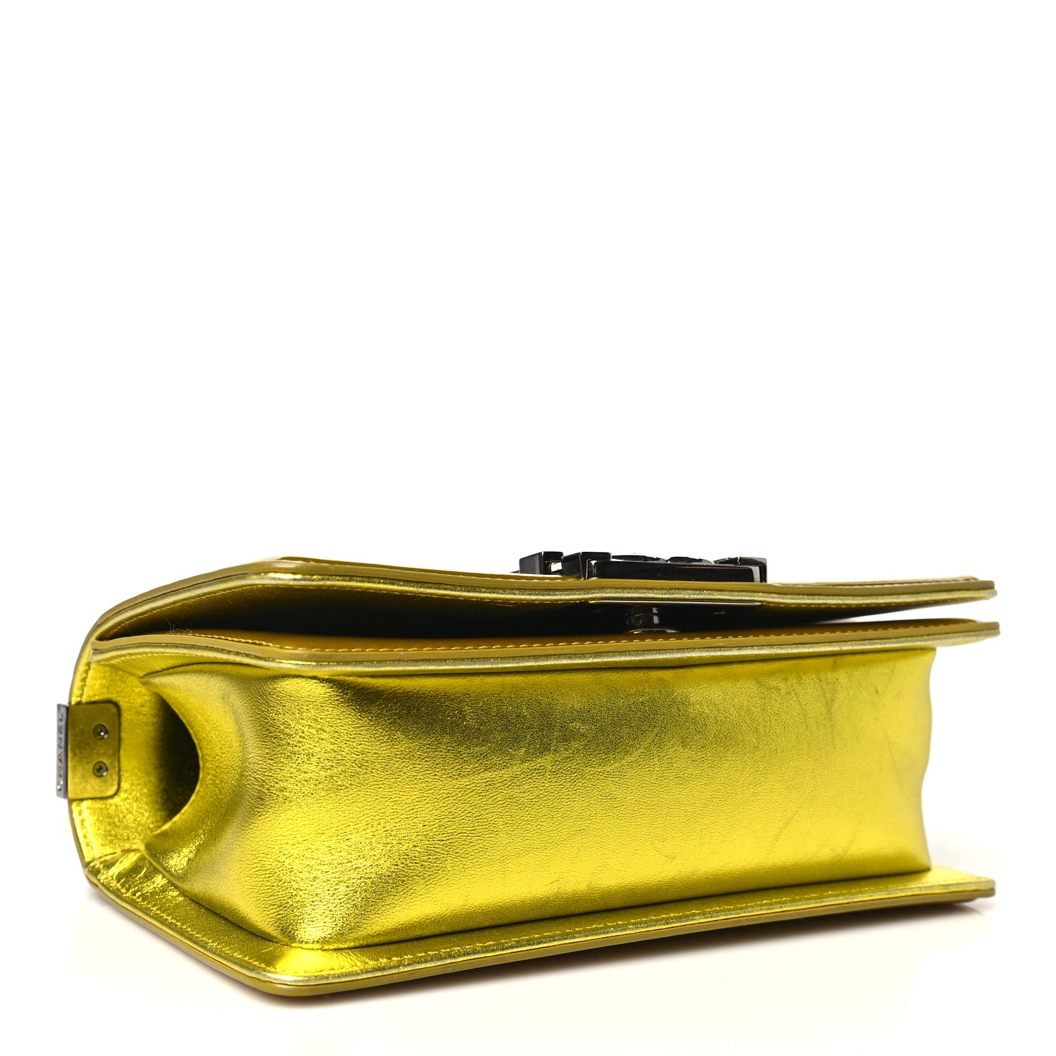 Chanel Metallic Patent Calfskin Quilted Small Boy Flap Yellow 4 of 12