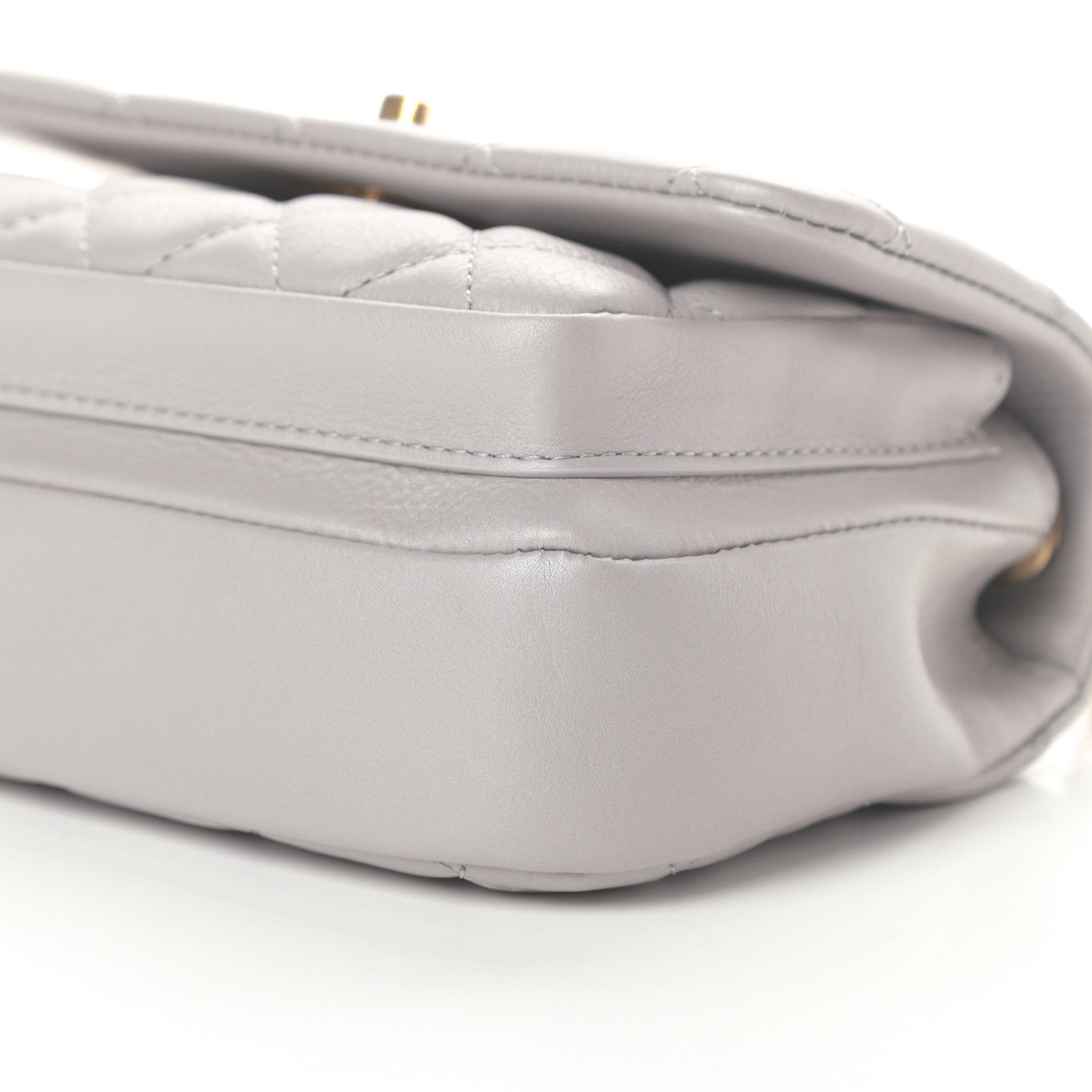 Chanel Calfskin Quilted Top Handle Flap Light Grey 10 of 12