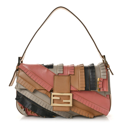 Fendi Calfskin Fringe Embellished Baguette Multicolor 1 of 8
