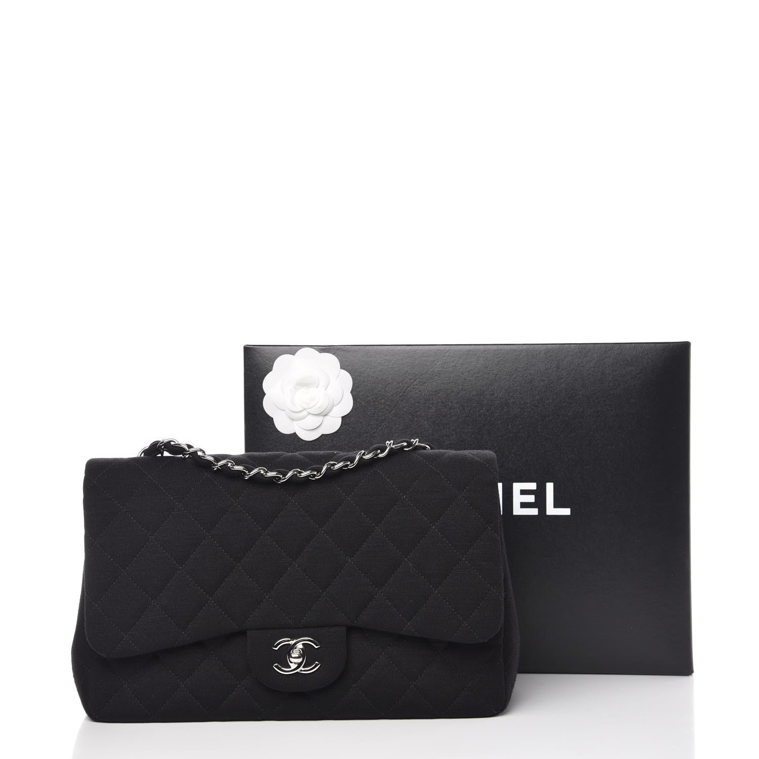 Chanel Jersey Quilted Jumbo Single Flap Black 10 of 10