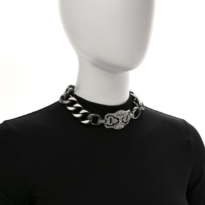 Chanel Metal Crystal CC Chain Choker Necklace Ruthenium 2 of 8