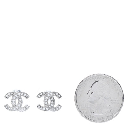 Chanel Crystal Mini Timeless CC Earrings Silver 2 of 4