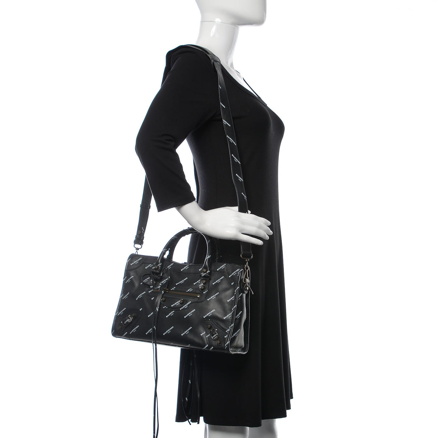 Veau Allover Logo Classic Hardware S City Black White