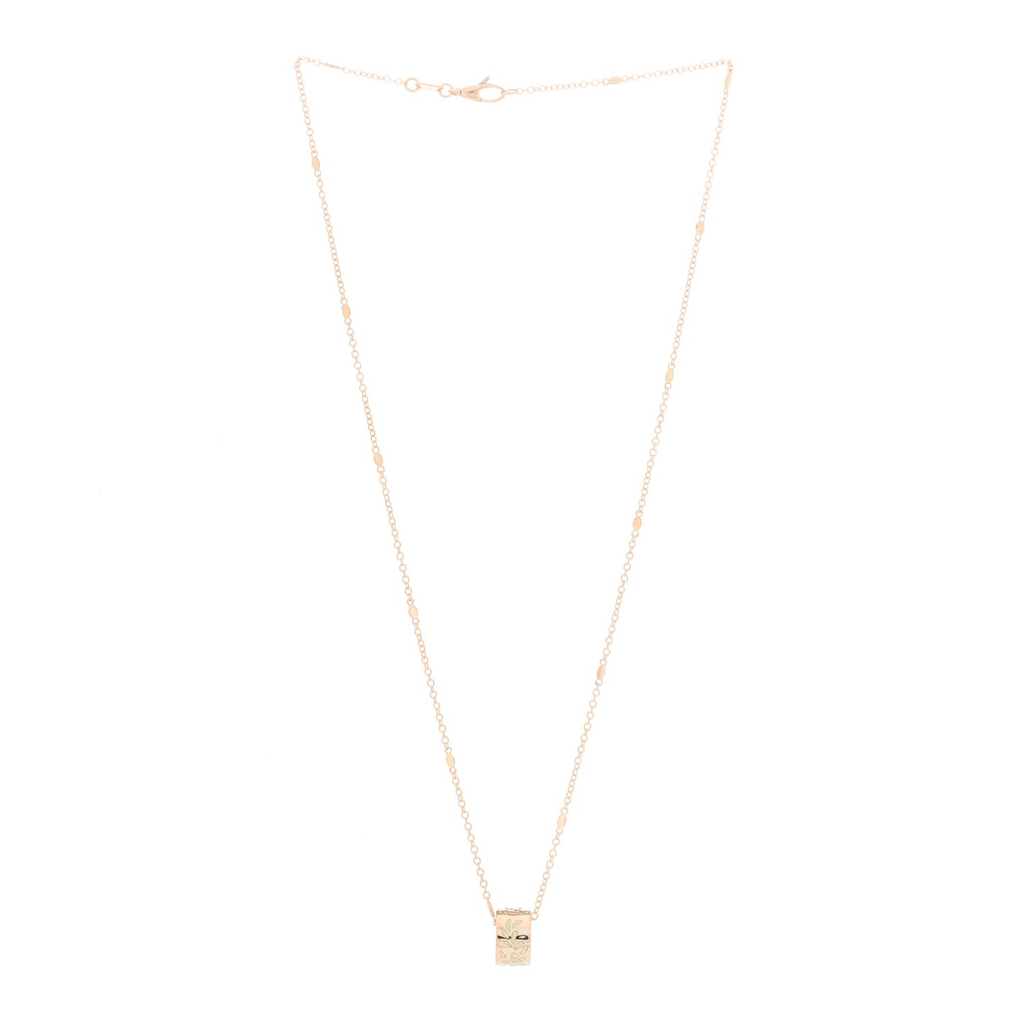 18K Rose Gold Enamel Icon Blooms Twirl Pendant Necklace