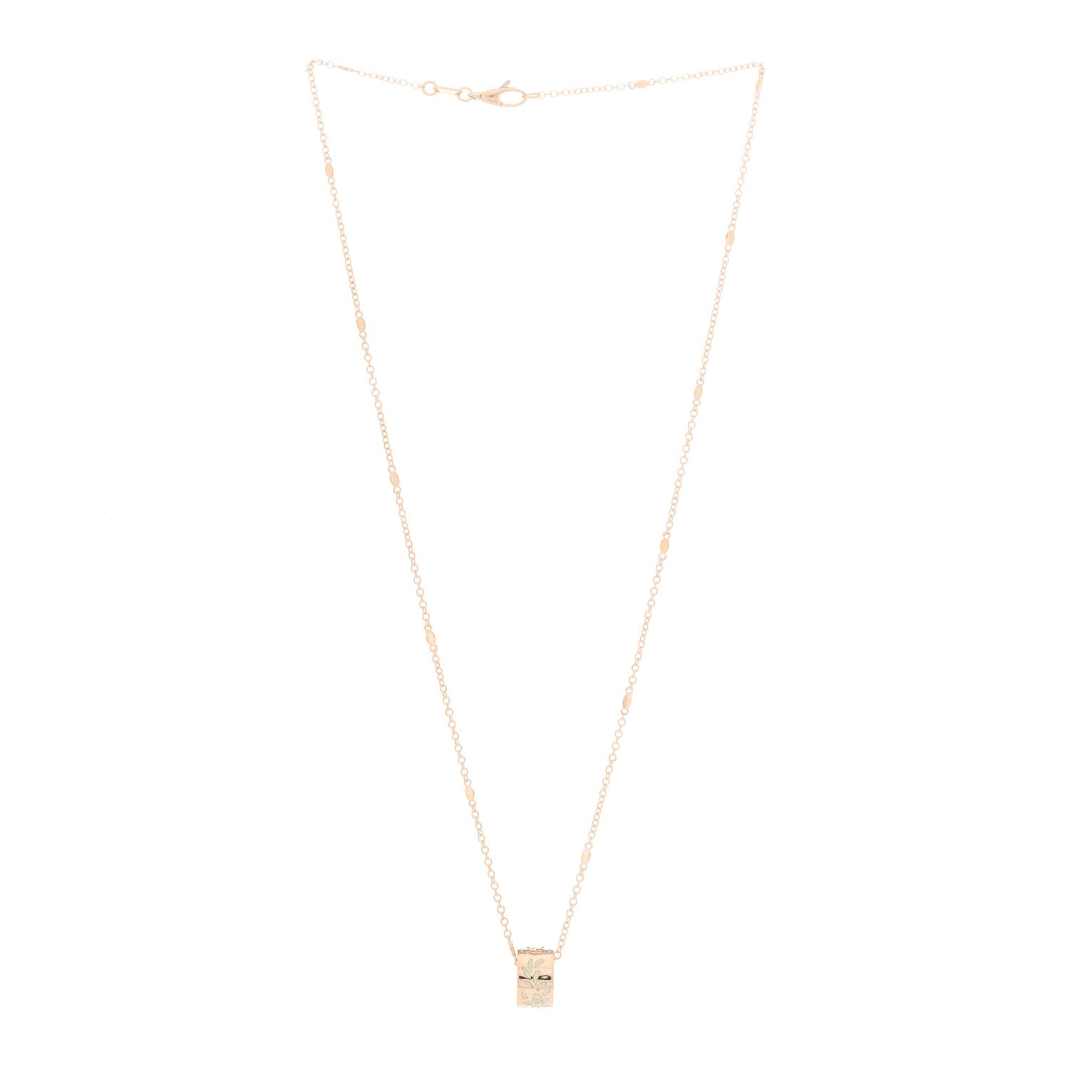Gucci 18K Rose Gold Enamel Icon Blooms Twirl Pendant Necklace 2 of 5