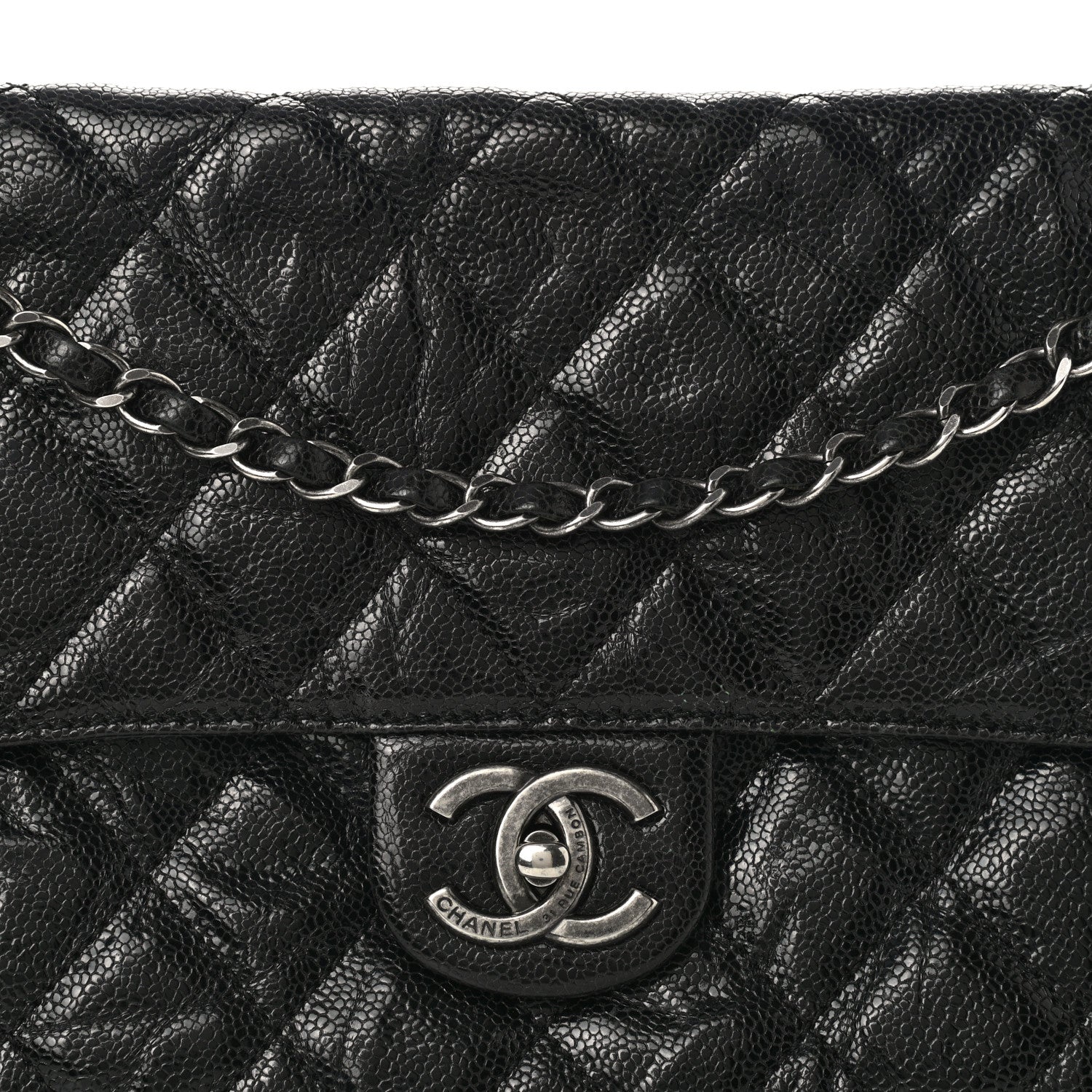 Chanel Crumpled Grained Calfskin Jumbo CC Crave Flap Black 8 of 13