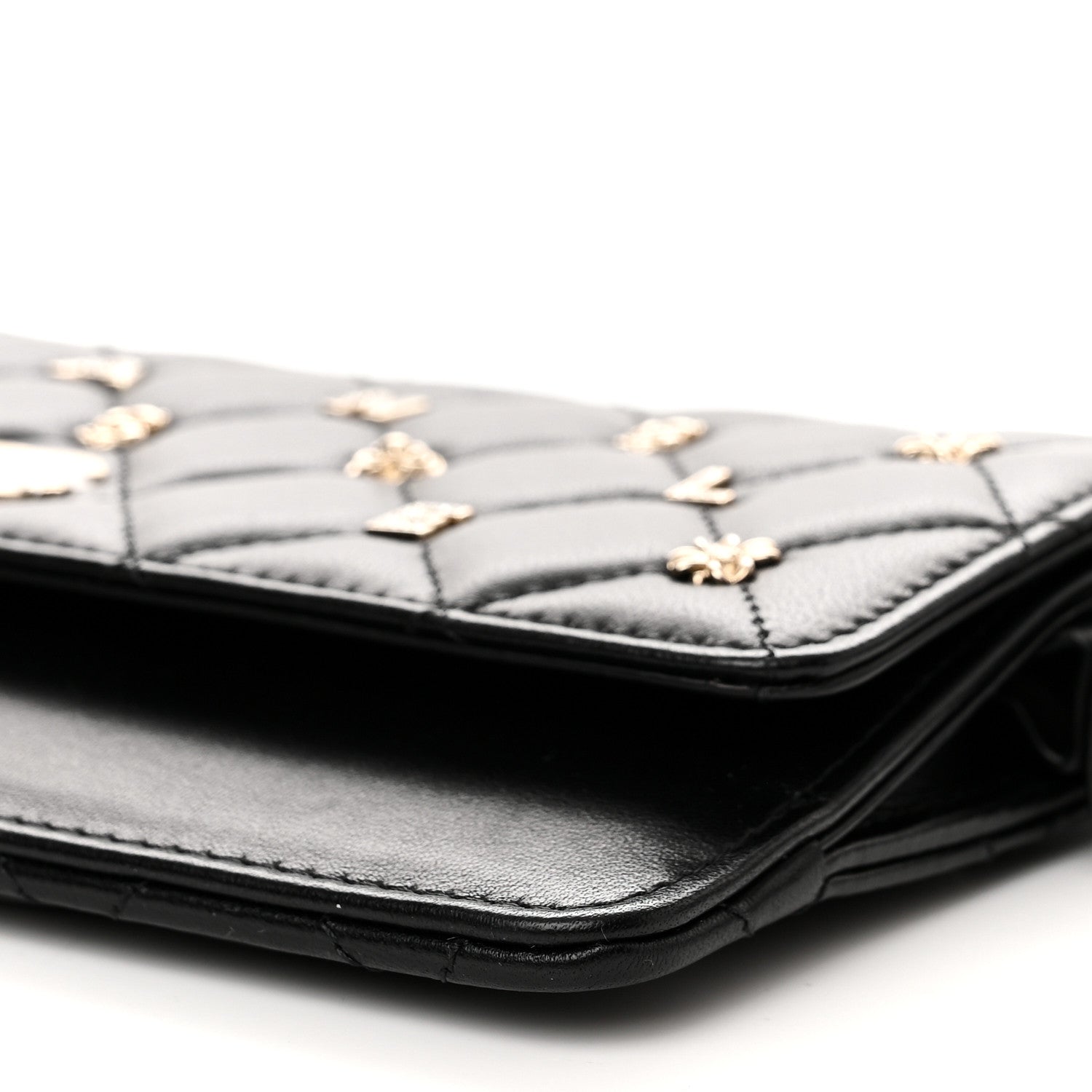 Chanel Lambskin Quilted All About Chanel Charm Wristlet Wallet Black 10 of 13