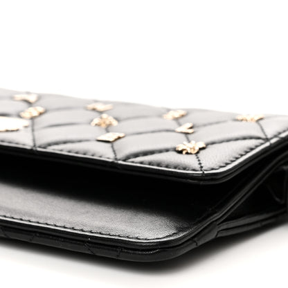 Chanel Lambskin Quilted All About Chanel Charm Wristlet Wallet Black 10 of 13