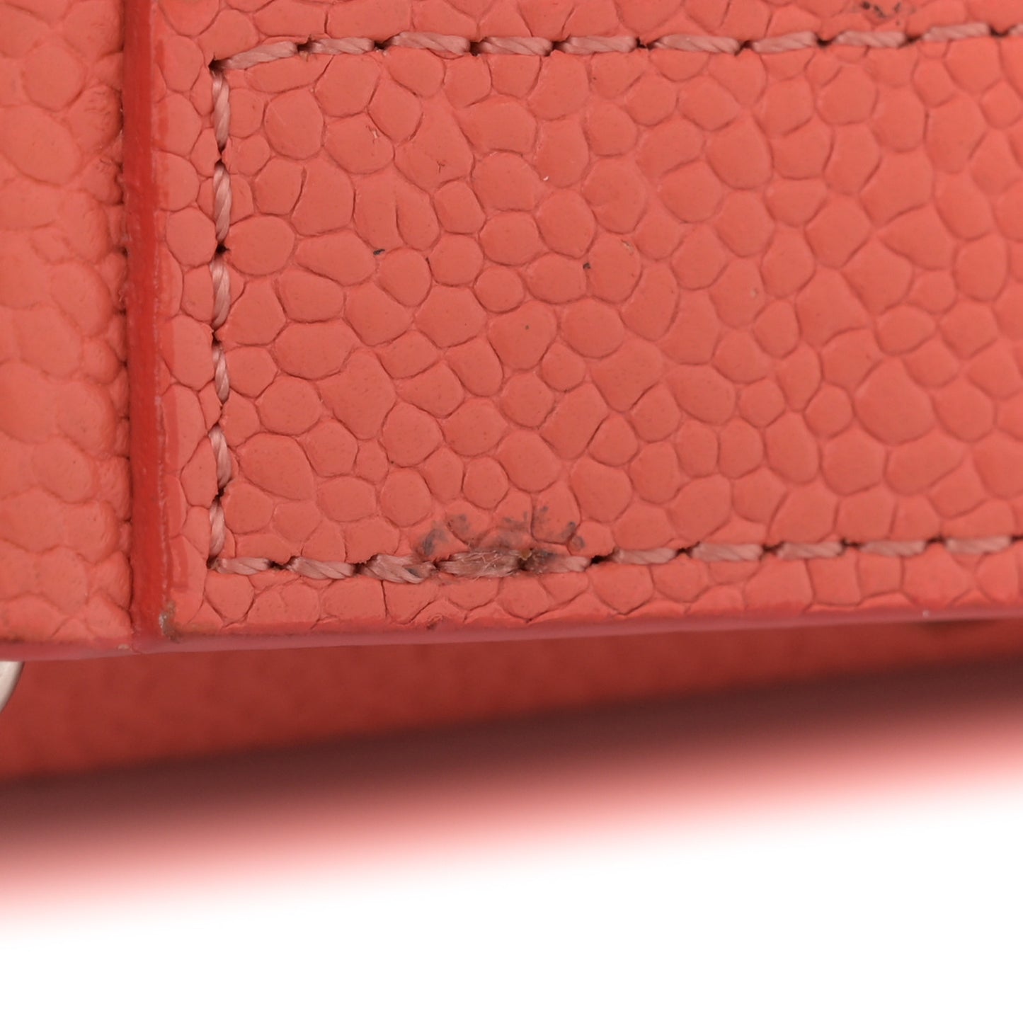 Perforated Grained Calfskin Small Shopping Tote Coral Beige