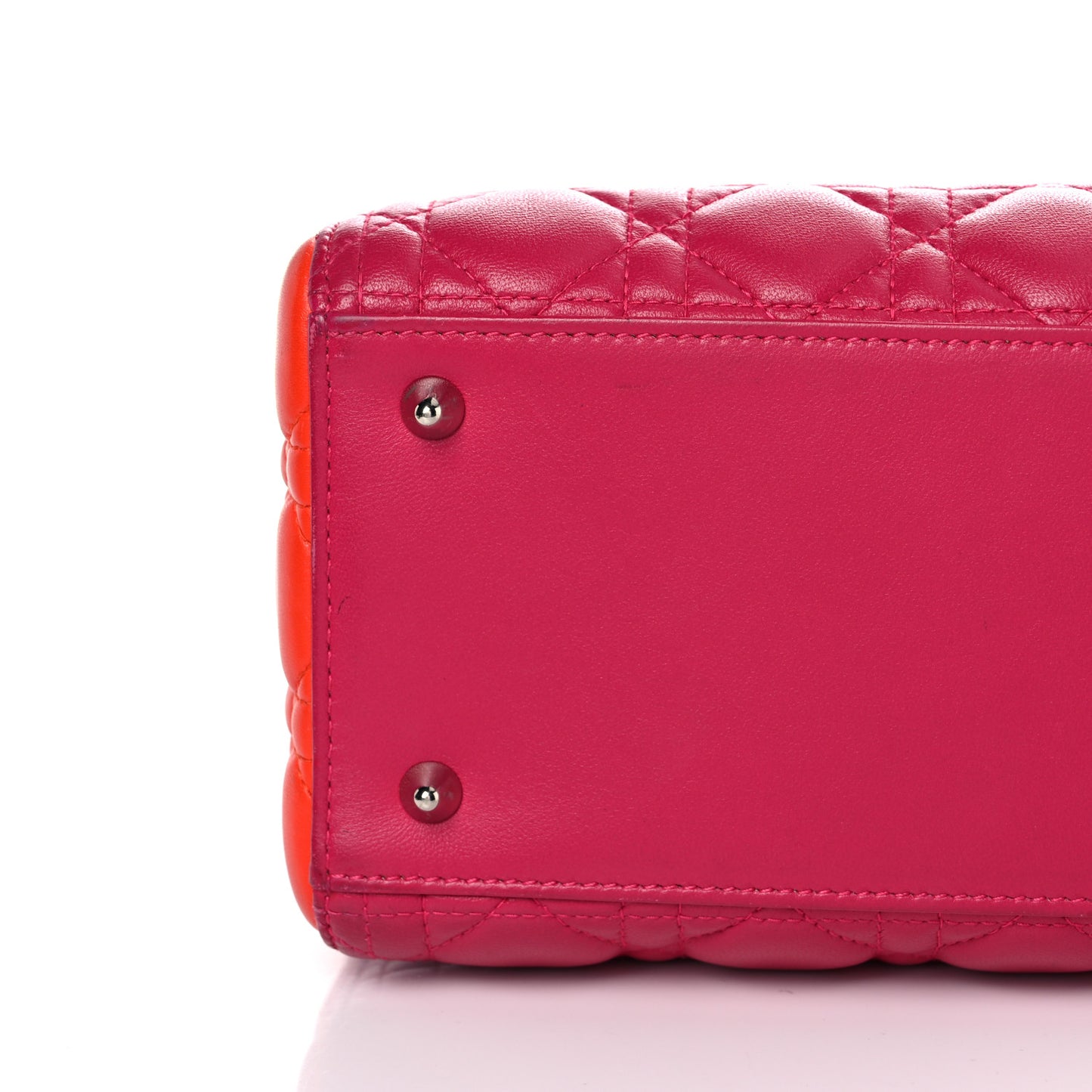 Lambskin Cannage Medium Tri-Color Lady Dior Fuchsia Orange