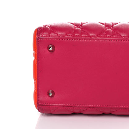 Christian Dior Lambskin Cannage Medium Tri-Color Lady Dior Fuchsia Orange 10 of 37
