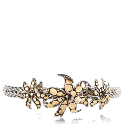 John Hardy 18K Yellow Gold Sterling Silver Ayu Frangipani Flower Classic Chain Bracelet M 1 of 6