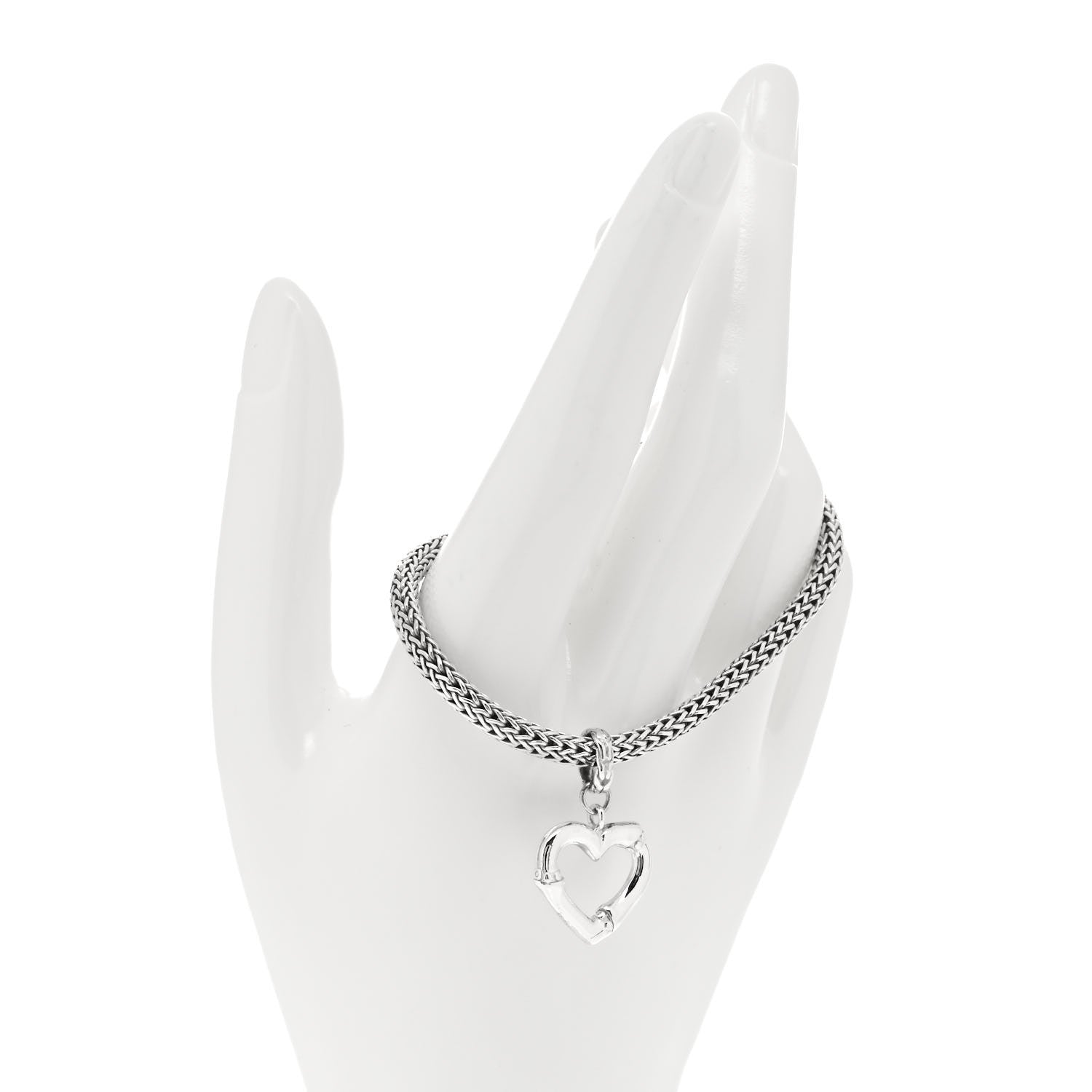 John Hardy Sterling Silver Bamboo Heart Charm Bracelet 2 of 4