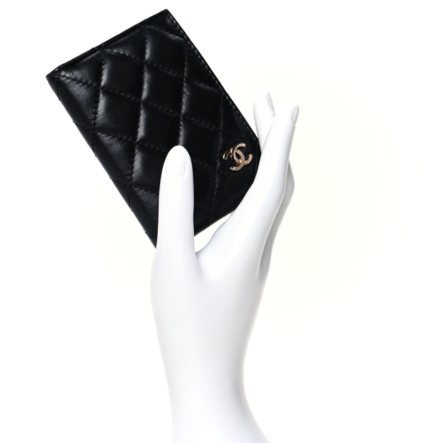 Chanel Lambskin Quilted Card Holder Wallet Black 2 of 9