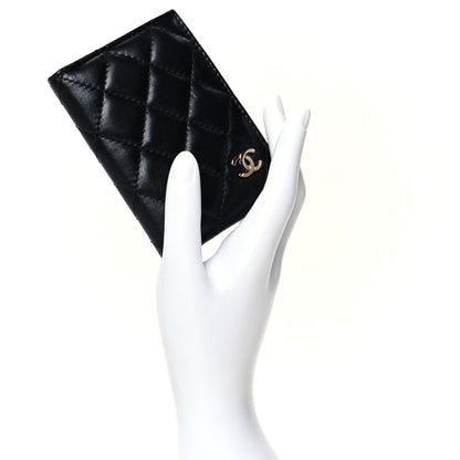 Chanel Lambskin Quilted Card Holder Wallet Black 2 of 9