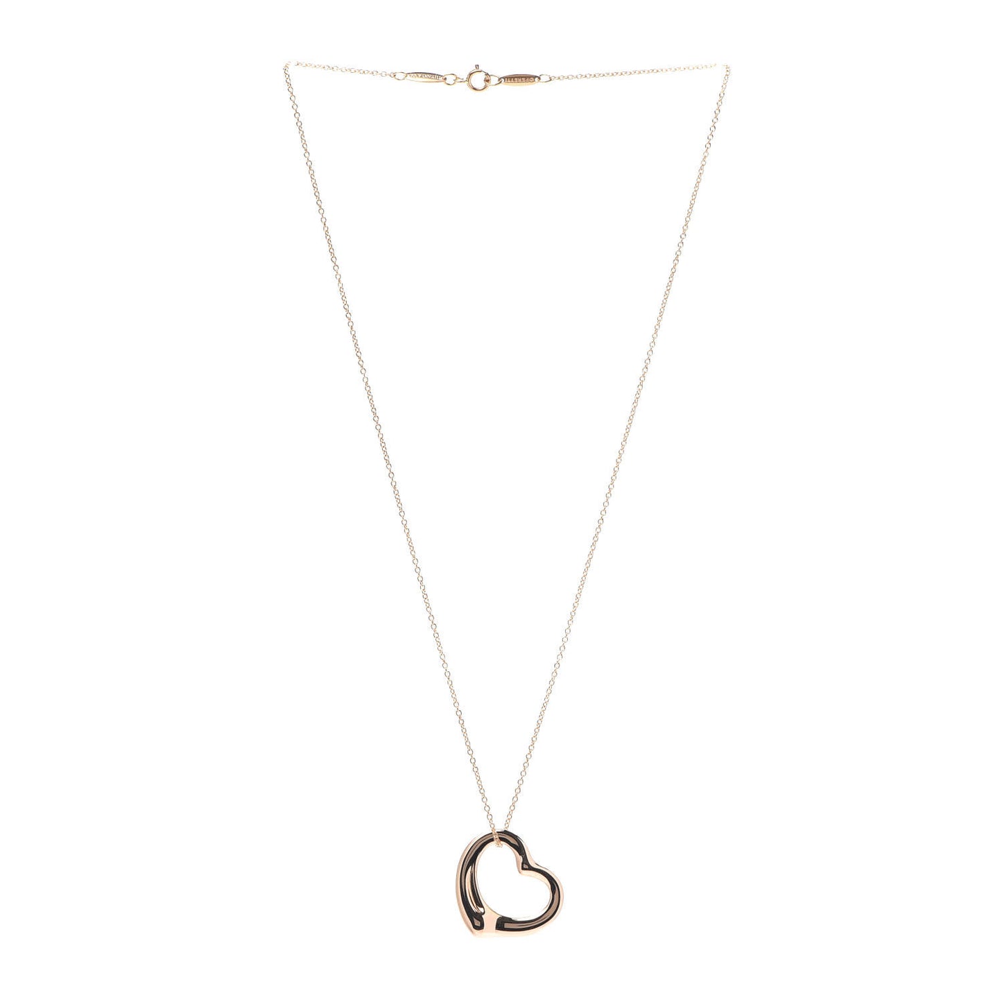 18K Rose Gold 22mm Elsa Peretti Open Heart Pendant Necklace