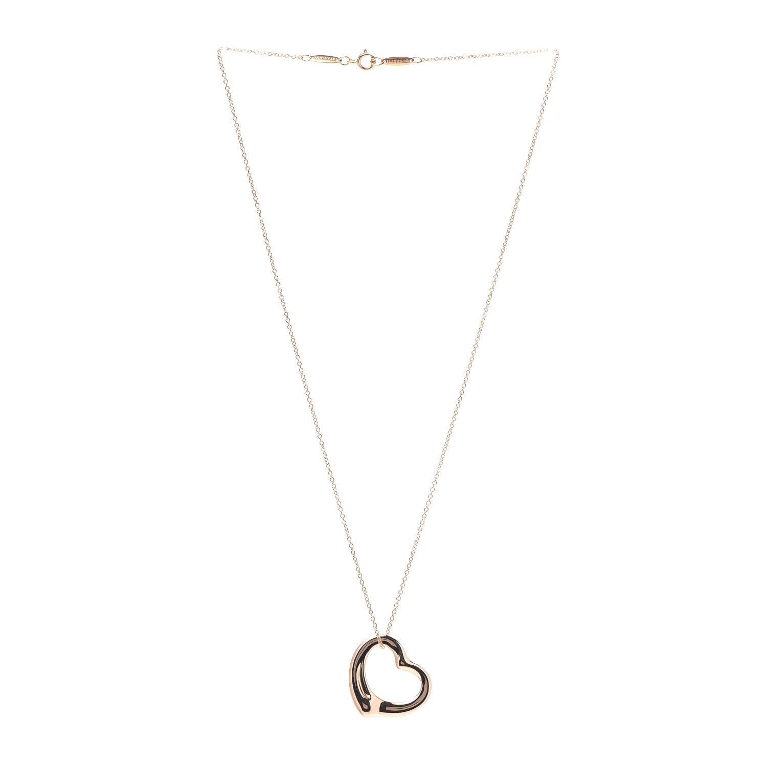 Tiffany 18K Rose Gold 22mm Elsa Peretti Open Heart Pendant Necklace 3 of 6