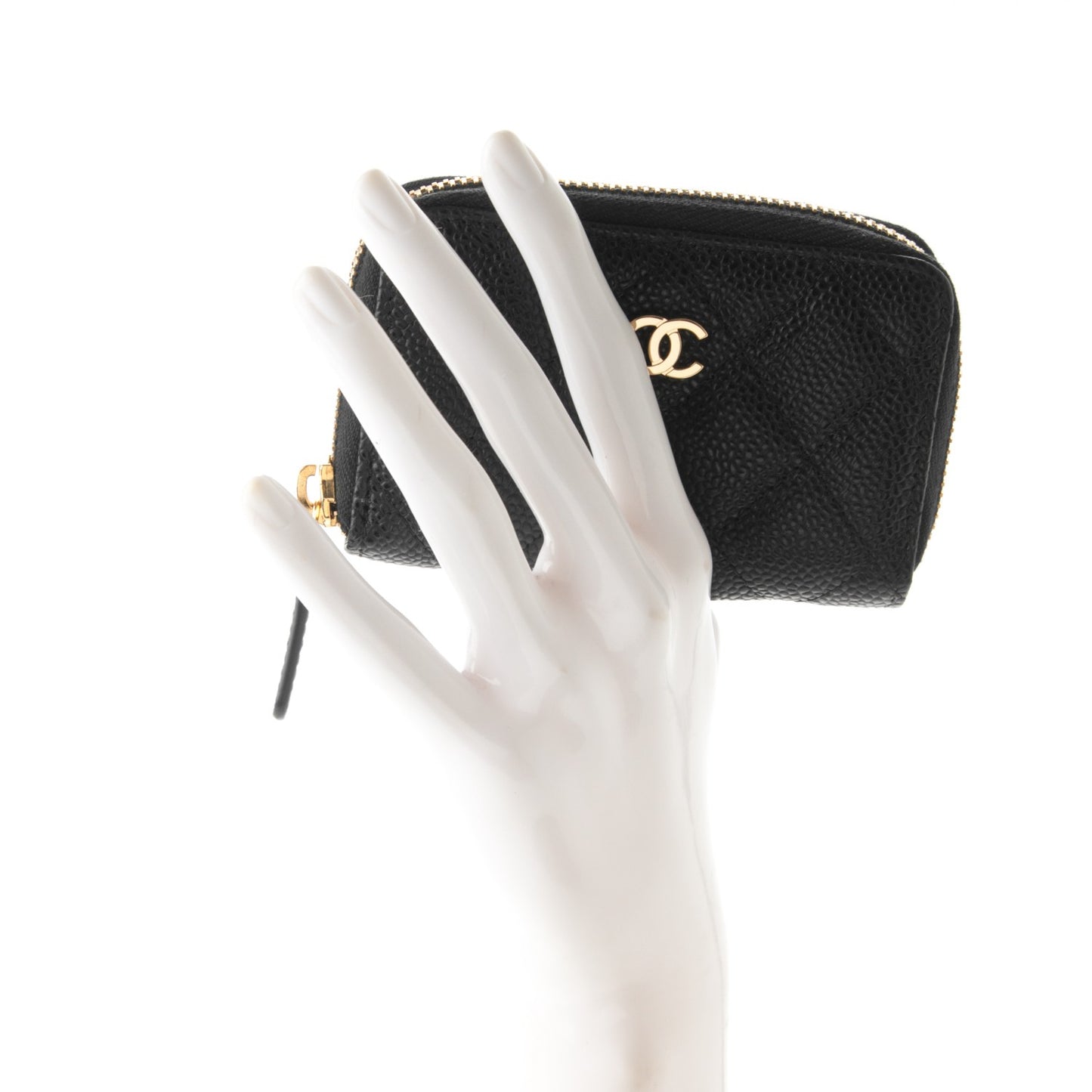 Caviar Quilted Zip Coin Purse Black