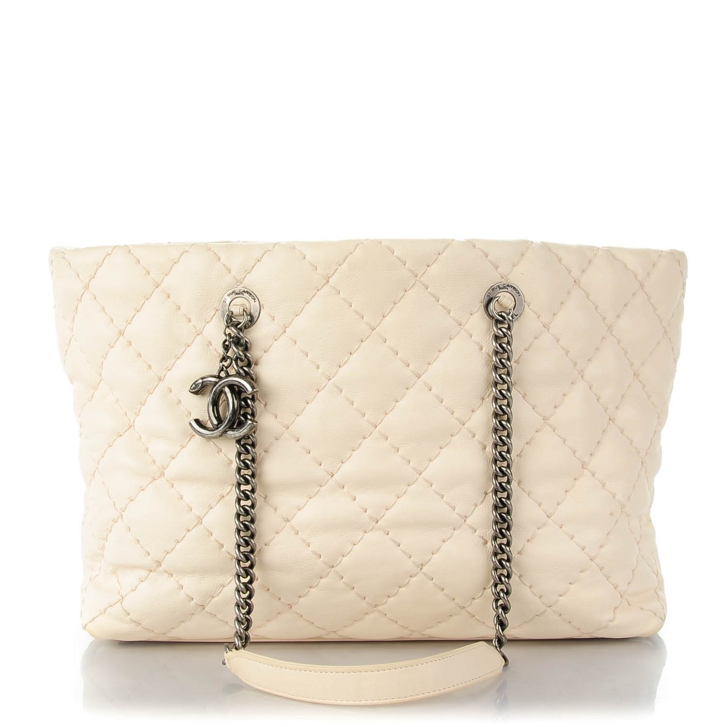 Calfskin Ultimate Stitch Shopping Tote White